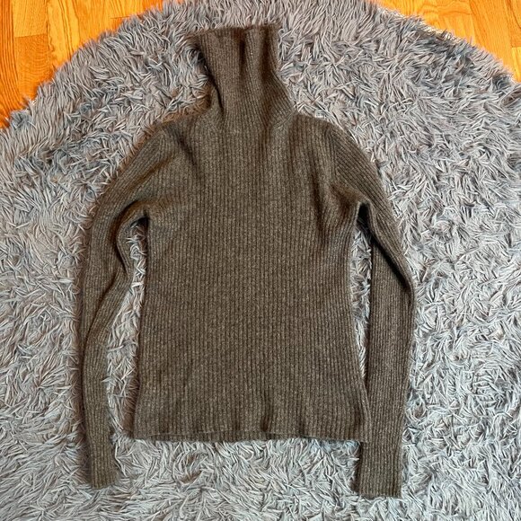 Mag For Bloomingdale's Gray Cashmere Ribbed Turtleneck Sweater Size S - Picture 1 of 5